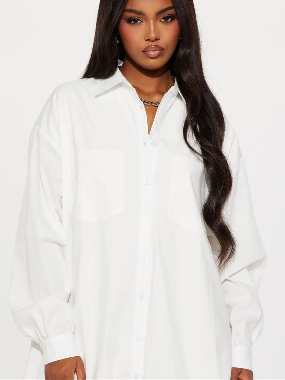 Brand New White Oversized Button-Up Shirt Dress - Picture 4 of 7